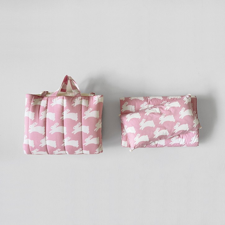 프랑브아즈 크링래빗 밍크 볼륨업 어린이집 낮잠이불 세트 겨울용, CandyPink