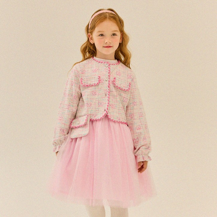 리에벨로 여아용 트위드 자켓  원피스  가방 세트