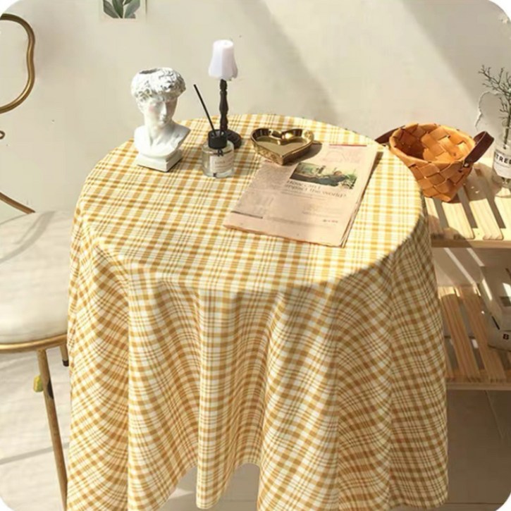 프랑온드 햇살 체크 식탁보, 옐로우, 150 x 100cm
