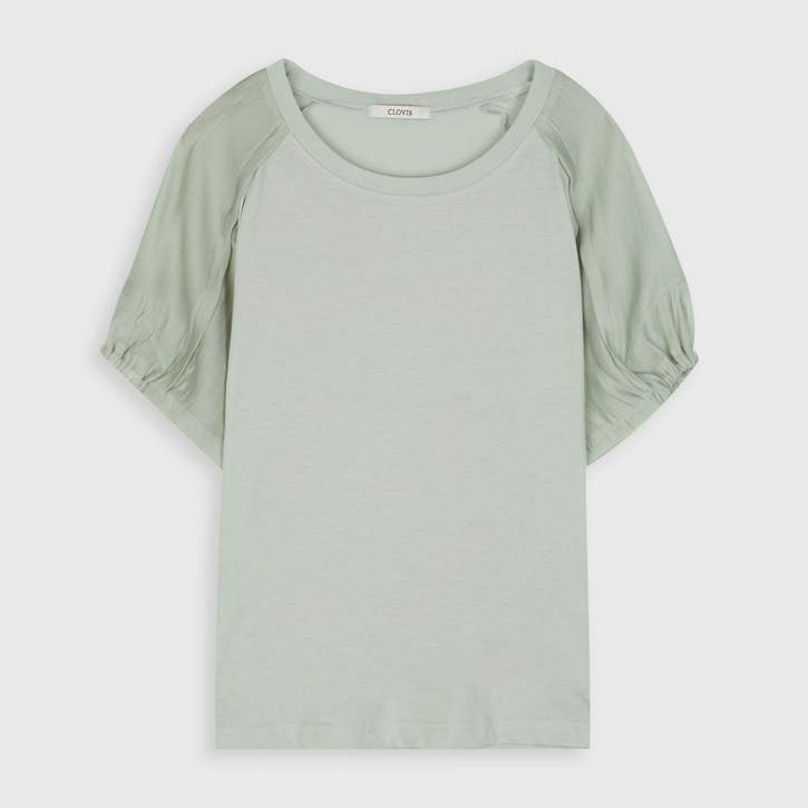클라비스 여성용 소매우븐 퍼프 티셔츠 - 투데이밈