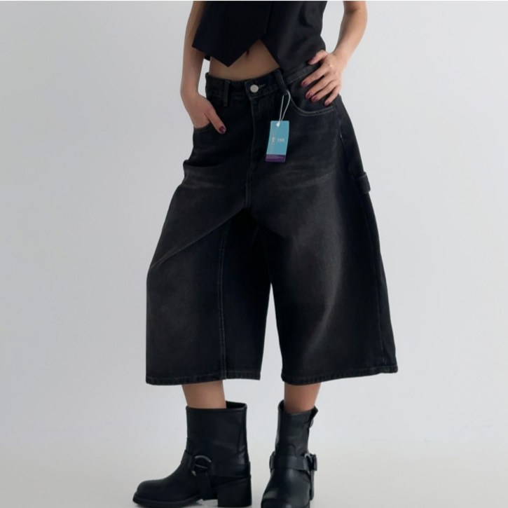 라라온 여성용 롱숏 기장 와이드 데님 카펜더 하프팬츠 26TSP3632