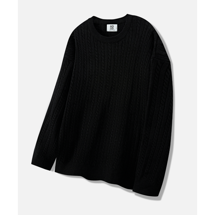 누적판매 20만장 에이지오디 크루넥 오버핏 케이블 스웨터 니트 꽈배기 라운드 데일리 남녀공용