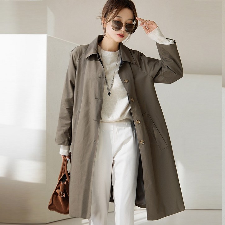 M1339 뒷 셔링 하프 트렌치 코트2color