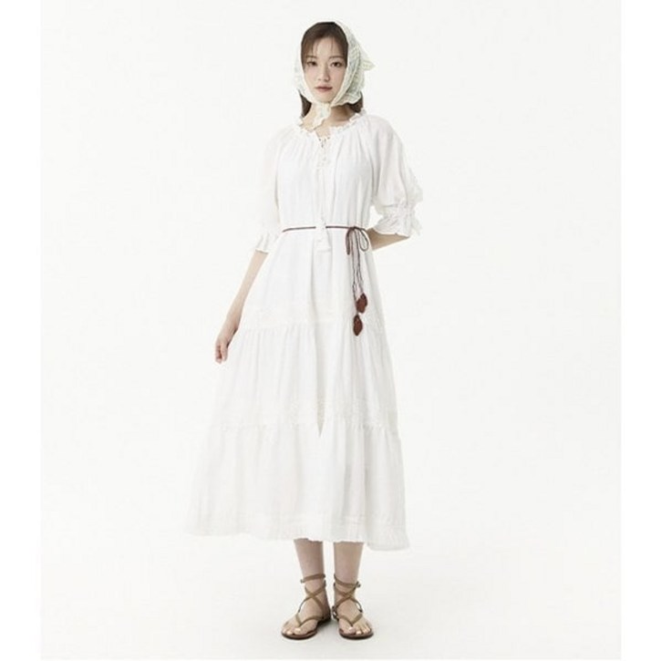 국내백화점 플라스틱아일랜드 원피스 티어드 레이스 PR2WO406 롱원피스 하객룩