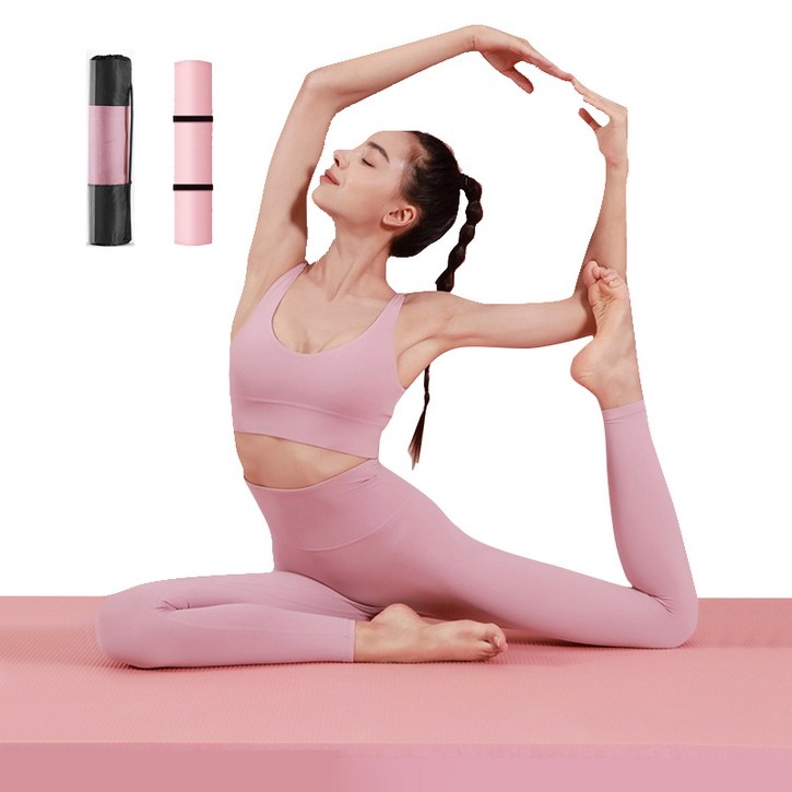 Aram 두꺼운 와이드 NBR 운동 요가매트 20mm 미끄럼방지+스트랩 가방, 핑크, 1개