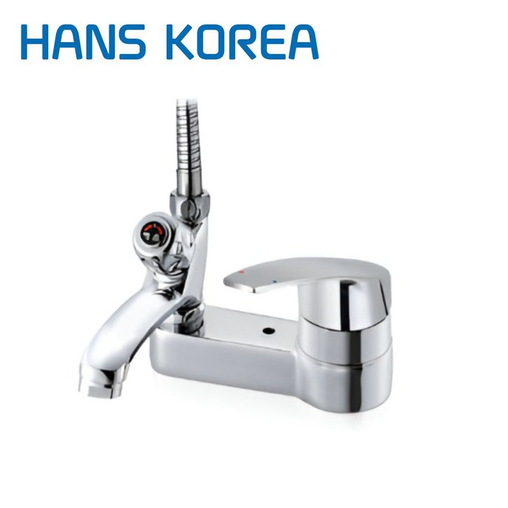 세면대 샤워 겸용 수전 세면기 수도꼭지 세면 2홀 국산샤워기헤드, 샤워줄 포함 SYK104 SMF104