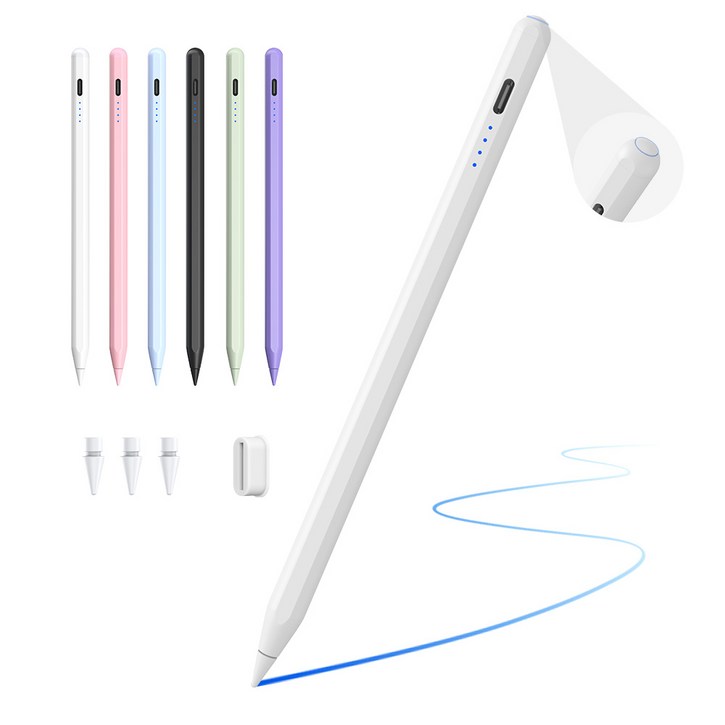 JAMJAKE 아이패드 호환 스타일러스 펜슬 스마트 터치펜 초미세 펜촉 USB-C 충전식 SP8