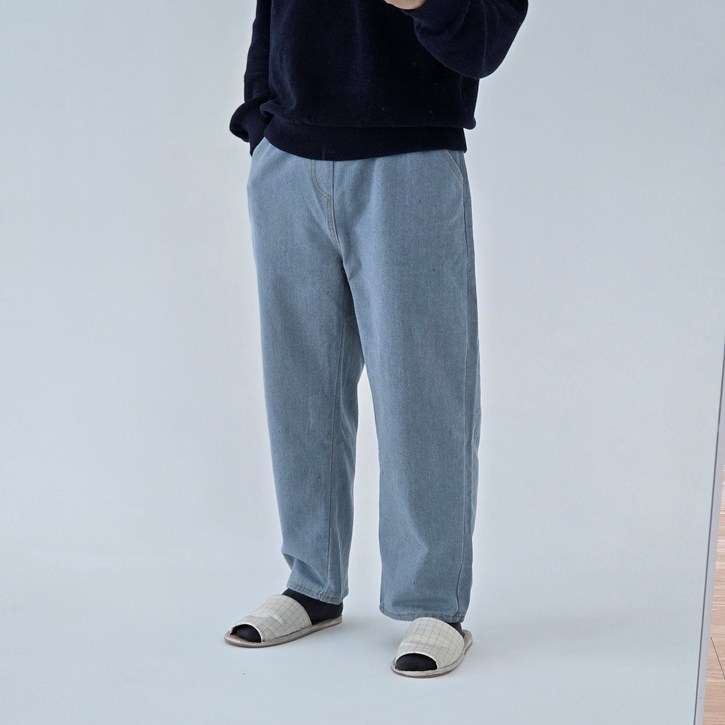 와이드 밴딩 청바지 고무줄 남성 와이드핏