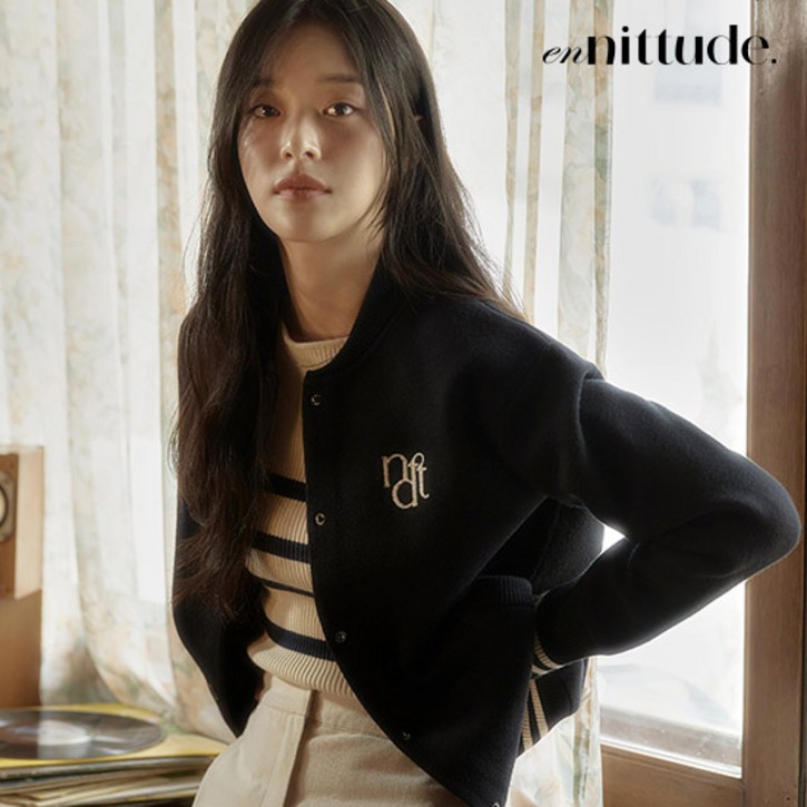 엔니튜드 23FW 울 블렌드 니트 보머 자켓