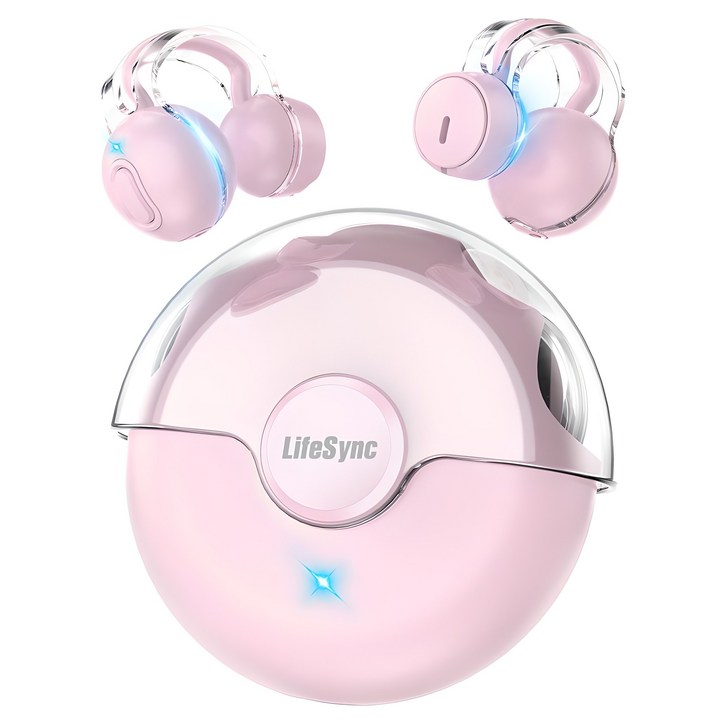 LifeSync 블루투스 이어폰 무선 방수 오픈 귀걸이형 고음질 블루투스 헤드폰 자동페어링, 핑크, H08 LifeSync 블루투스 이어폰 무선 방수 오픈 귀걸이형 고음질 블루투스 헤드폰 자동페어링, 핑크, H08