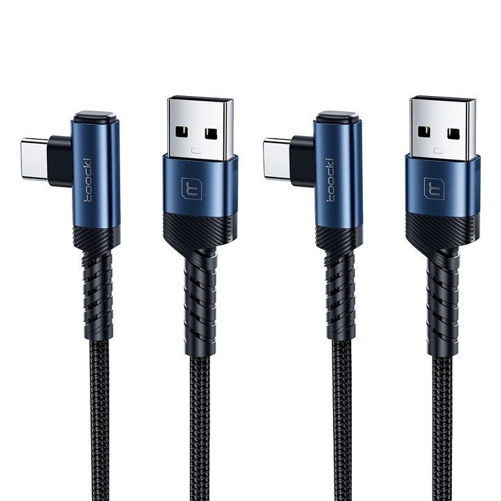 Toocki 90도 C타입 L형 고속충전 케이블, 2개, 1m