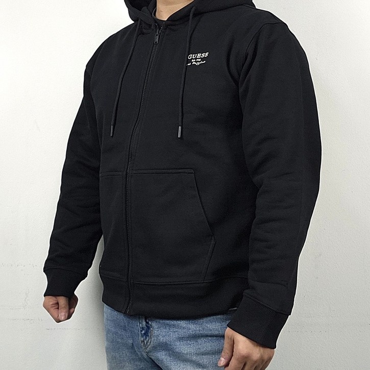 [백화점 정품] 게스 남여공용 탄탄쮸리 후드집업 블랙 후드티 여자 남자 커플 학생 간절기 긴팔 티셔츠