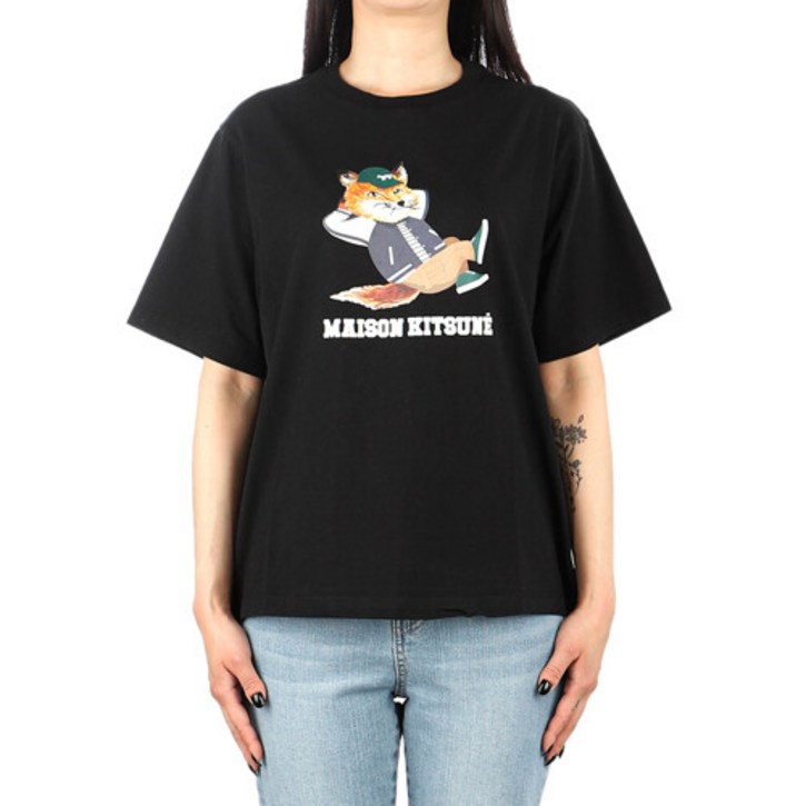 [메종키츠네] 23SS (KW00108KJ0008 BLACK) 여성 드레스드 폭스 반팔 티셔츠