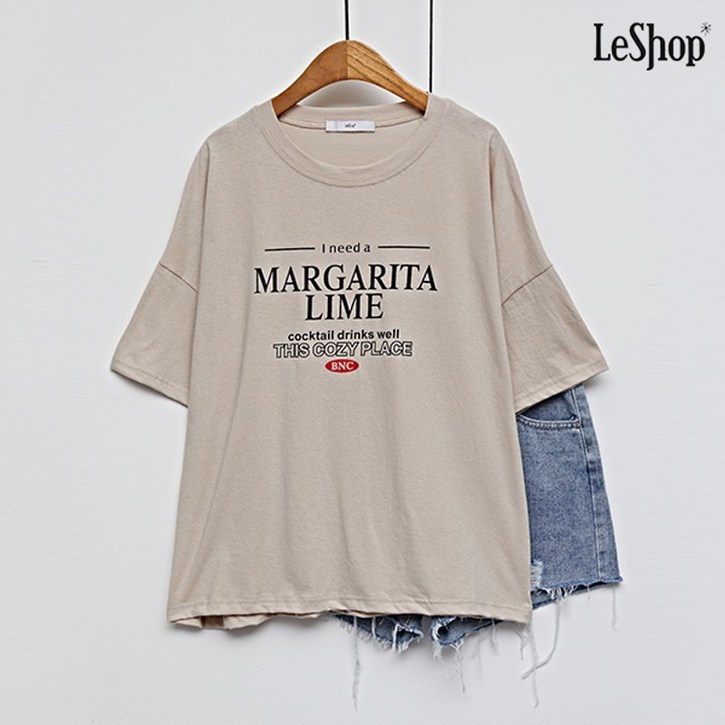 르샵 레터링 포인트 라운드 코튼 반팔 티셔츠 DO2LW016A 르샵 레터링 포인트 라운드 코튼 반팔 티셔츠 DO2LW016A