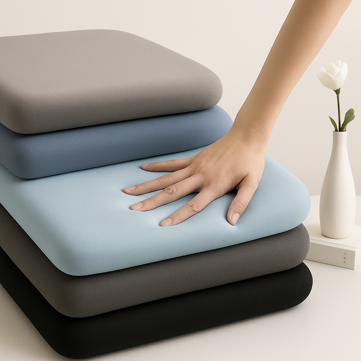 실크 메모리폼 방석 사무실 학생 책상 식탁 의자 차량용 고밀도 사각 방석 40x40, 네이비