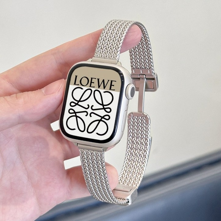 아이라 애플워치 호환 슬림 메탈 스트랩 밴드 384041mm, 스타라이트