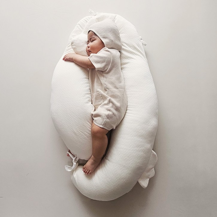 도레미베이비 아기베개 짱구 신생아 유아 두상관리 출산선물 모로반사 태열 방지 베개 속통뱀부커버, 아이보리