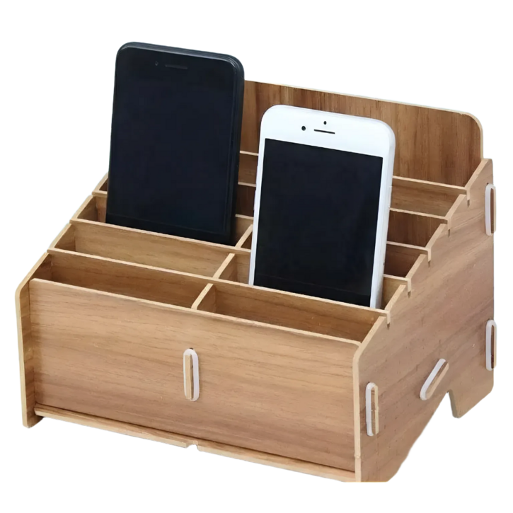 태방산업 다용도 우드 핸드폰 보관함 12구