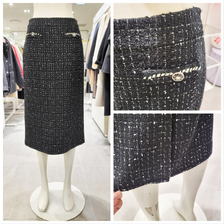 올리비아로렌 고급스러운 트위드 H라인 미디 스커트 nc청주점 vordk3f8371