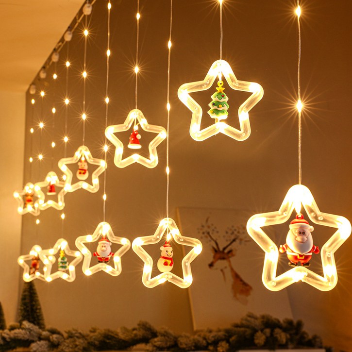 어썸리브 크리스마스 장식 캐릭터 LED 줄조명 가랜드 창문 산타 눈꽃 전구