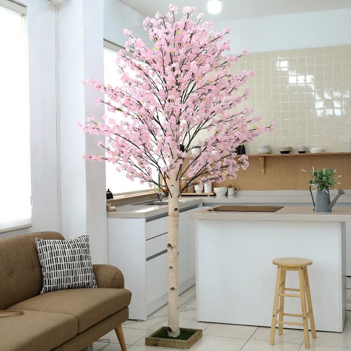 인테리어 제작나무 조화화분 벚꽃나무 240cm 사방형, 1개, 벚꽃나무 240cm 핑크