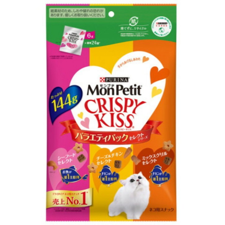 몬페티 크리스피키스 고양이용스낵 버라이어티팩 셀렉트시리즈 144g 2개세트