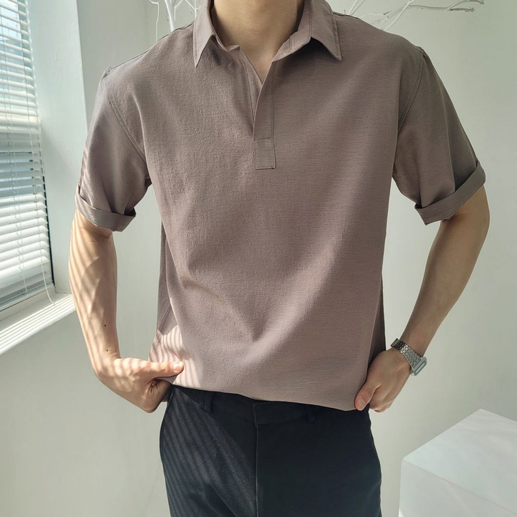 당일출고 남자 린넨 셔츠 아이스 여름 반팔 남방 오버핏