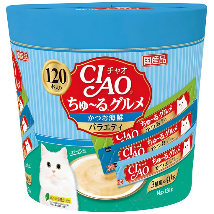 챠오츄르 구루메 버라이어티 고양이 간식 120p, 혼합맛가다랑어해산물, 1.68kg, 14ml, 1개