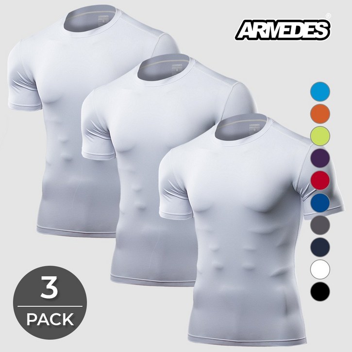 아르메데스 언더레이어 쿨티셔츠 베이스레이어 컴프레션 테크핏 반팔 3매