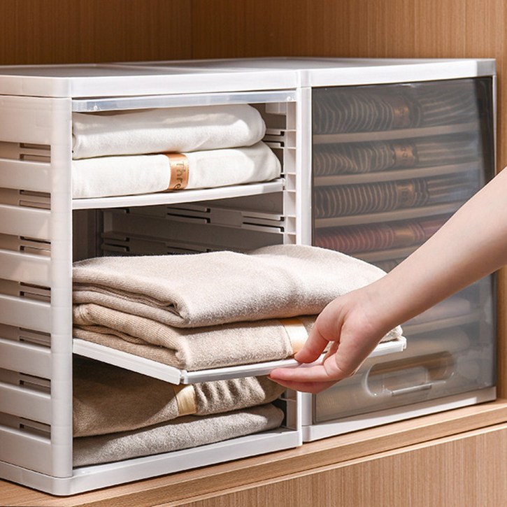 무타공마켓 2세대 칸조절 옷 정리 트레이 정리함, 1개, 화이트 8칸칸막이 7개