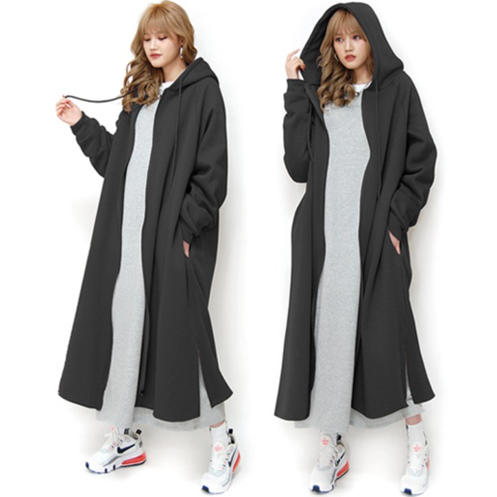 통통마녀 ] 기모 롱 집업 55~120 까지 착용 4컬러 ( 오버사이즈 )