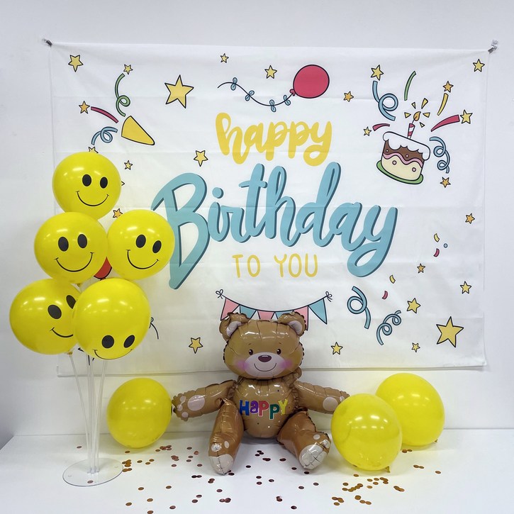 다비즈 생일축하 현수막 풍선 파티용품 세트, 1세트 다비즈 생일축하 현수막 풍선 파티용품 세트, 1세트