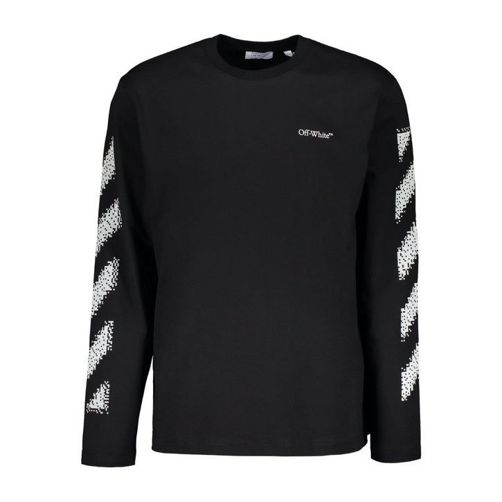 오프화이트 긴소매 그래픽 티셔츠
