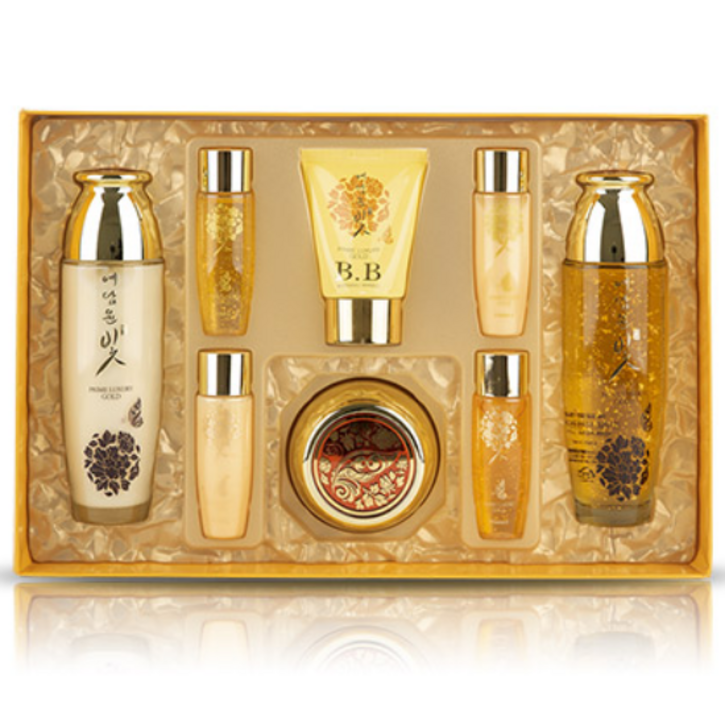 예담윤빛 프라임 럭셔리 골드 4종세트 여성 스킨케어 기초화장품세트 여자스킨로션 리프팅크림 미백 주름개선 비비크림 기능성화장품 화이트닝 링클케어 탄력크림 화장품선물세트, 1개