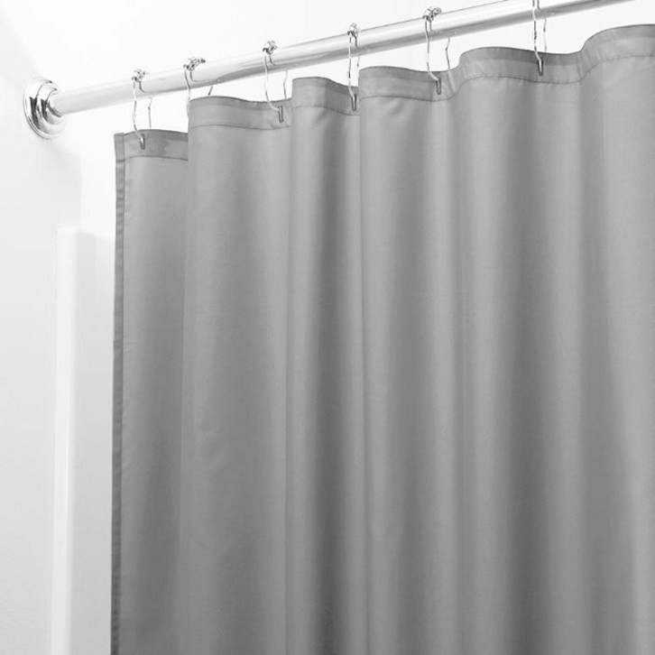 호텔식 라인 고급 솔리드 섬유 욕실 샤워 커튼 라이트 그레이 180 x 200 cm  커튼링 세트, 1세트