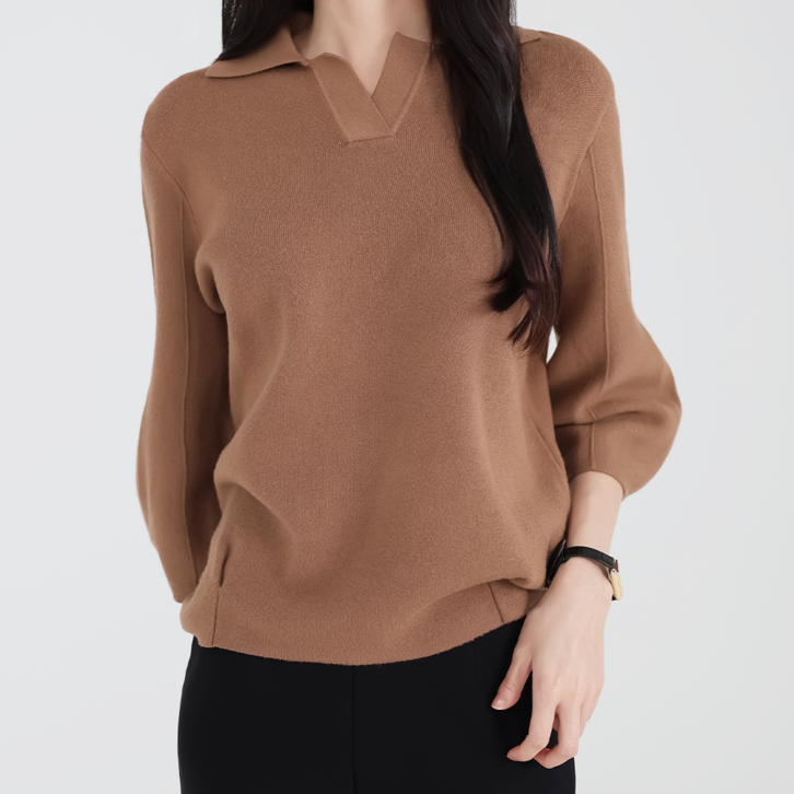 모이르벨라 여성용 로야 카라 퍼프 7부 니트 T24FW2A0730