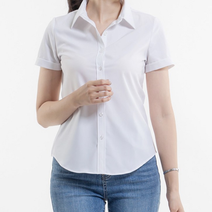 여성 일자핏 여름 반팔 셔츠 빅사이즈 블라우스 체인지