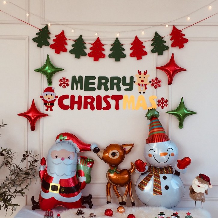 파티프렌즈 크리스마스 풍선 세트 가랜드 홈파티 앵두전구 포함