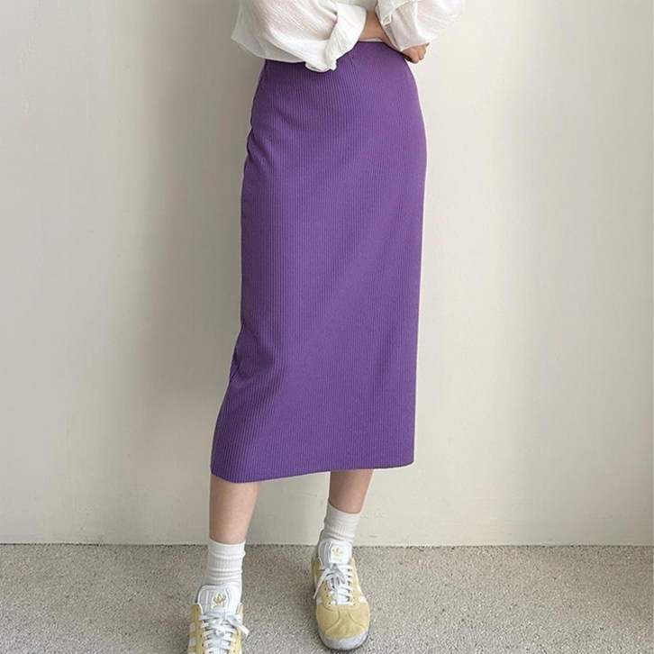 픽앤피크 빅사이즈 신축성이 큰 H라인 스판 골지 롱 스커트 66100