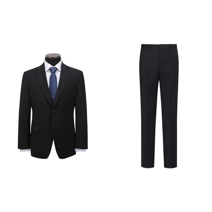 코오롱패션 코오롱 브렌우드 울 혼방 스판 여름용 무지 블랙 검정 일반핏 하복 정장 세트무료배송