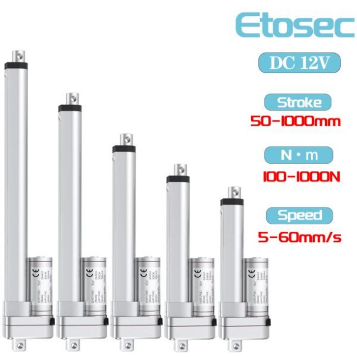 왕복 모터 선형 액추에이터 엑츄에이터 리니어모터 Etosec 태양열 트래커 전동 12V 50mm, 200mm, 600mm, 900mm, 1000mm 90 mm/s