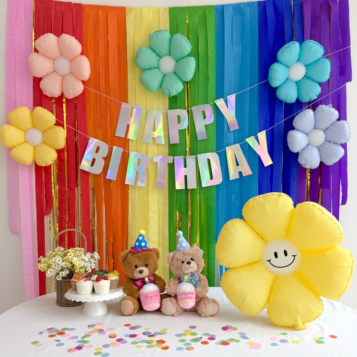 쏙쏙마켓 생일파티용품 파티스트리머 풍선 가랜드 세트, 1개, 레인보우 데이지 세트 쏙쏙마켓 생일파티용품 파티스트리머 풍선 가랜드 세트, 1개, 레인보우 데이지 세트