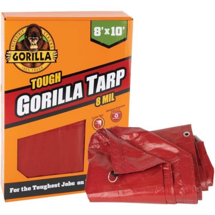 고릴라 8 x 10 강인한 방수 타프 97031 내구성 강한 야외 보호용 다용도. 강화된 가장자리와 헴 있는 소재. 캠핑 정원 가꾸기 등 다양한 용도에 적합합니다.
