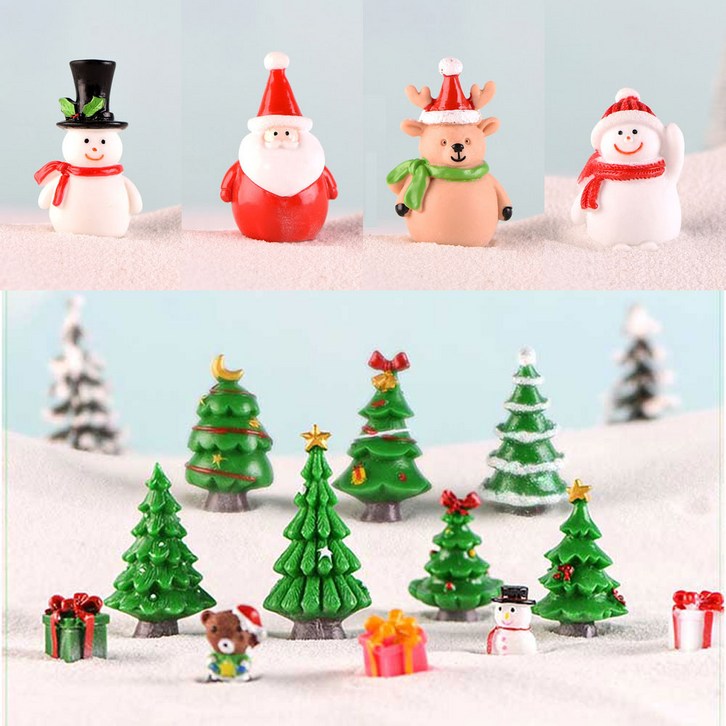 크리스마스 미니어처 소품 모음 산타 눈사람 트리 피규어 겨울 만들기 재료 - 투데이밈