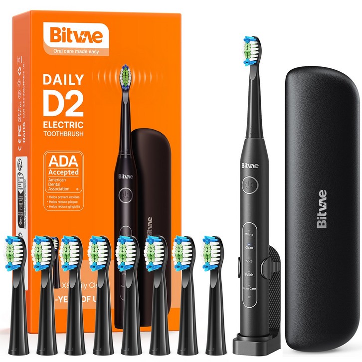 비트베이 D2 음파 전동칫솔 진동칫솔 스마트가압센서 칫솔모8개 Bitvae Amazon베스트, 1세트