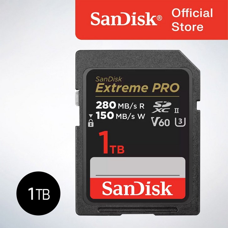 샌디스크 Extreme Pro 익스트림 프로 SDXC UHS2 SD메모리카드 UHSII V60 SDSDXEP 1TB, 1TB, 1개