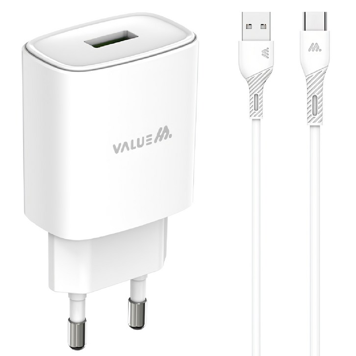 밸류엠 USB-A 18W 충전기+ C타입 케이블