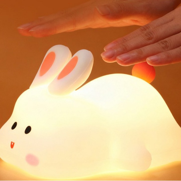 KC인증컴포어 LED 실리콘 무드등 집들이 선물용 수면유도 말랑토끼 수유등 수면등, 1개, 화이트