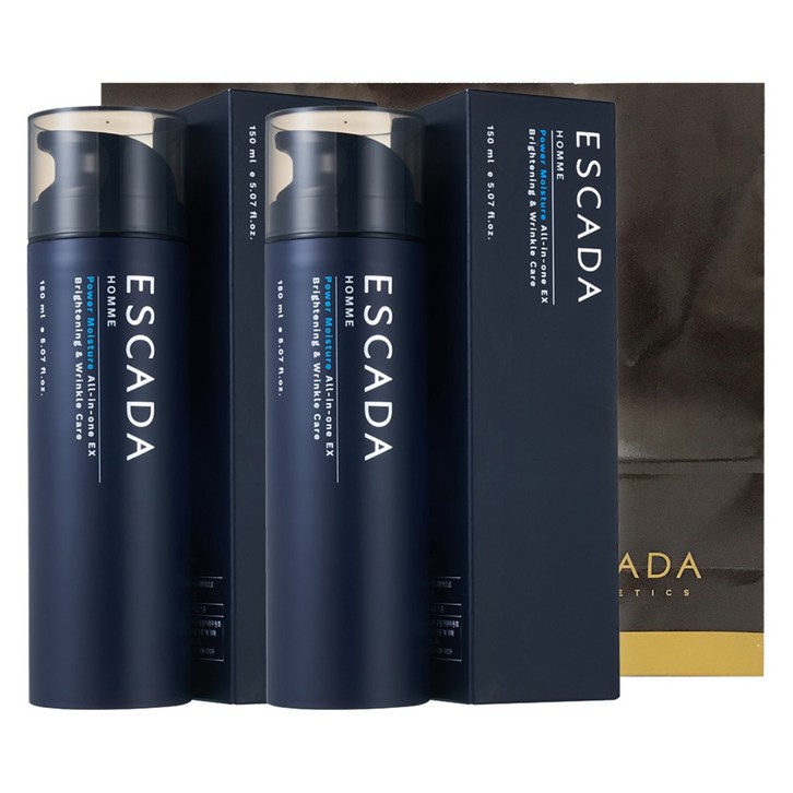 에스까다 옴므 파워 모이스춰 올인원 Ex 150ml 쇼핑백증정 남성 미백주름스킨로션에센스 올인원 화장품 대용량, 150ml, 2개
