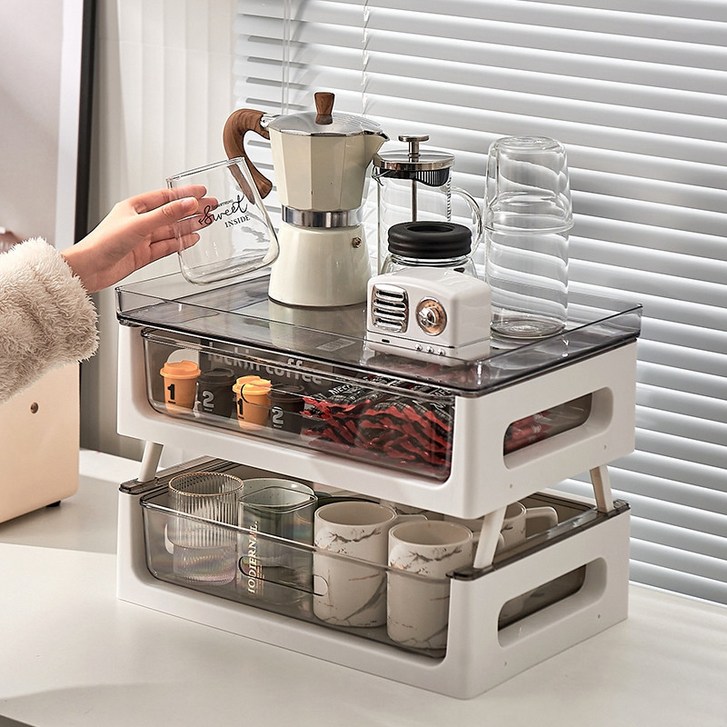 구디푸디 2단 탕비실 서랍식 티백 커피 정리함